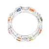 Sterling silver ring with CZ diamond and sapphire accents