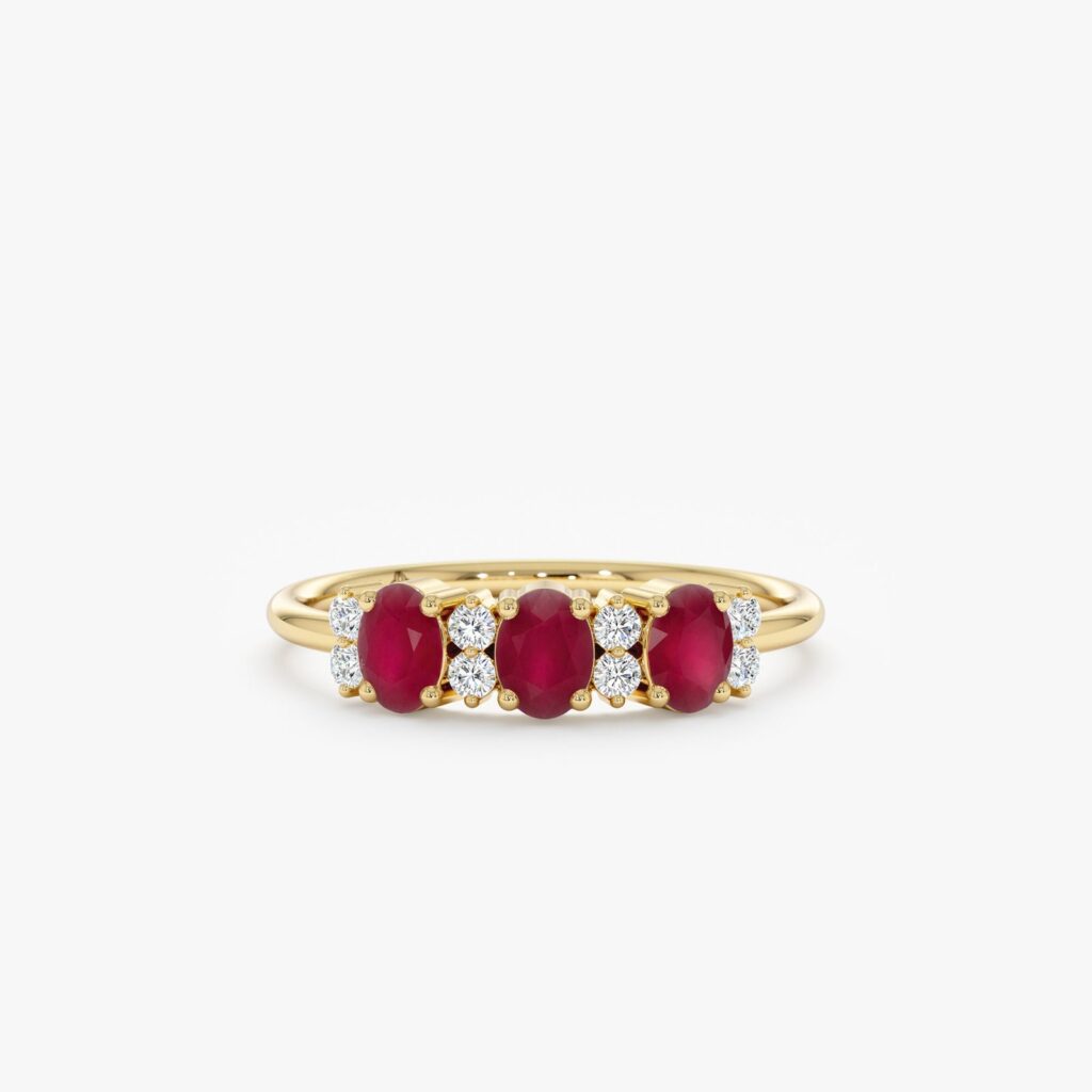 925 Sterling Silver Diamond and Oval Ruby Ring