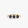 925 Sterling Silver Diamond and Oval Sapphire Ring
