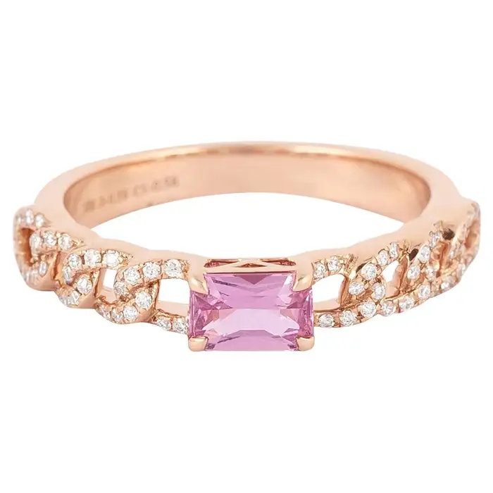 925 Sterling Silver Diamond and Pink Sapphire Cocktail Ring