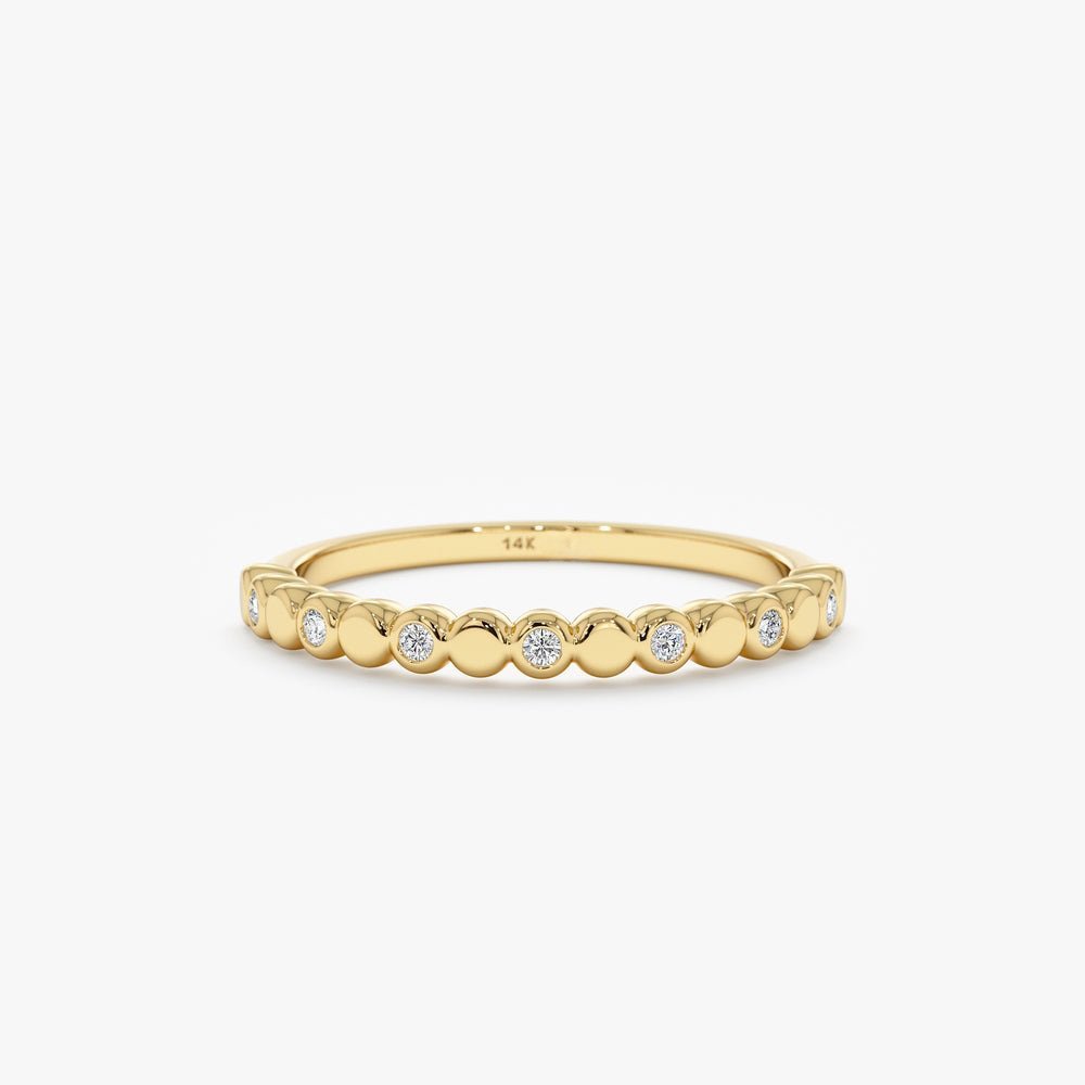 925 Sterling Silver Diamond and Plain 925 Sterling Silver Dot Ring