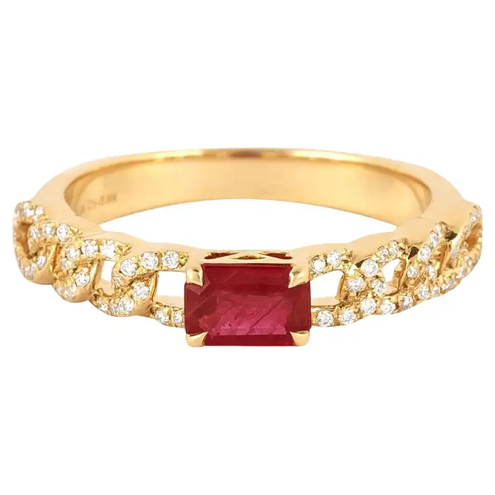 925 Sterling Silver Diamond and Ruby Cocktail Ring
