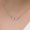 925 Sterling Silver necklace featuring thick gold plating and a modern evil eye motif