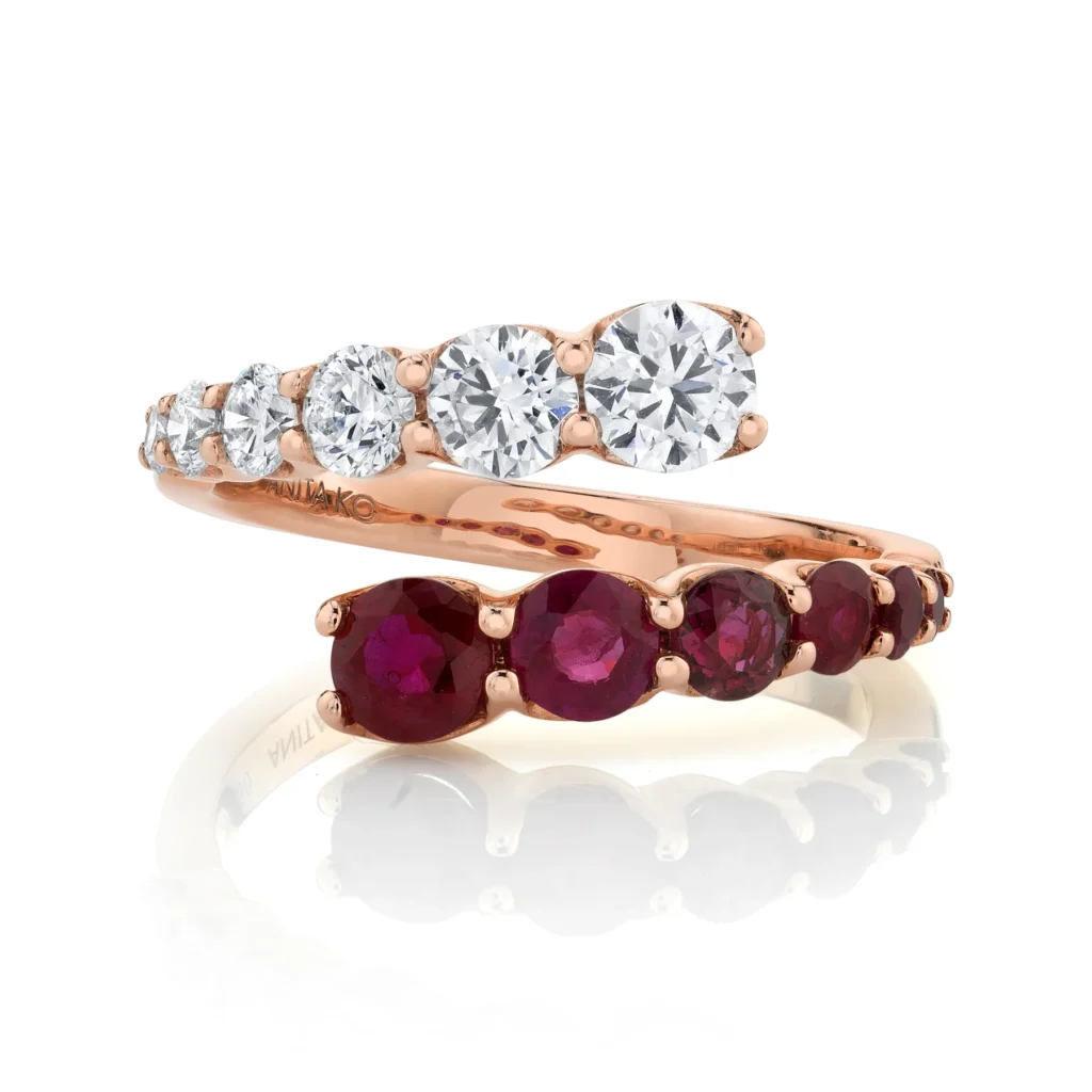 925 Sterling Silver Diamond and Ruby Twist Ring