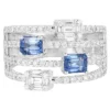 925 Sterling Silver eternity ring with diamond and sapphire accents
