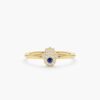 925 Sterling Silver Diamond and Sapphire Hamsa Ring
