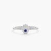 925 Sterling Silver Diamond and Sapphire Hamsa Ring - Image 2