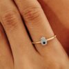 925 Sterling Silver Diamond and Sapphire Hamsa Ring - Image 4