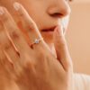 925 Sterling Silver Diamond and Sapphire Hamsa Ring - Image 5