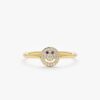 925 Sterling Silver Diamond and Sapphire Happy Face Ring