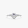 925 Sterling Silver Diamond and Sapphire Happy Face Ring - Image 2