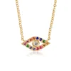 925 sterling silver evil eye necklace with rainbow CZ accents