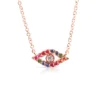 Sterling silver necklace with diamond and sapphire evil eye motif