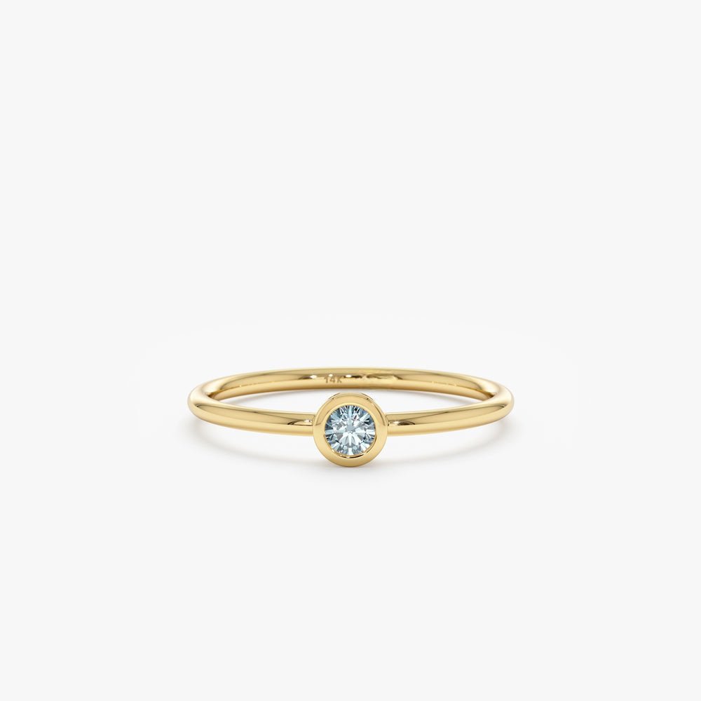 925 Sterling Silver Diamond Aquamarine Ring