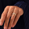 925 Sterling Silver Diamond Arrow Wedding Band