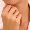 925 Sterling Silver Diamond Arrow Wedding Ring Slim Band, Minimalist Stackable Design - Image 3