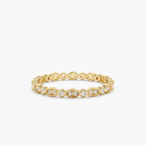 925 Sterling Silver Diamond Art Deco Eternity Ring