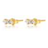 925 Sterling Silver Diamond Baguette Trio Climber Earring - Image 2