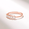 Baguette-style wedding ring with a refined geometric top design