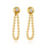 925 Sterling Silver Diamond Ball Chain Loop Earring