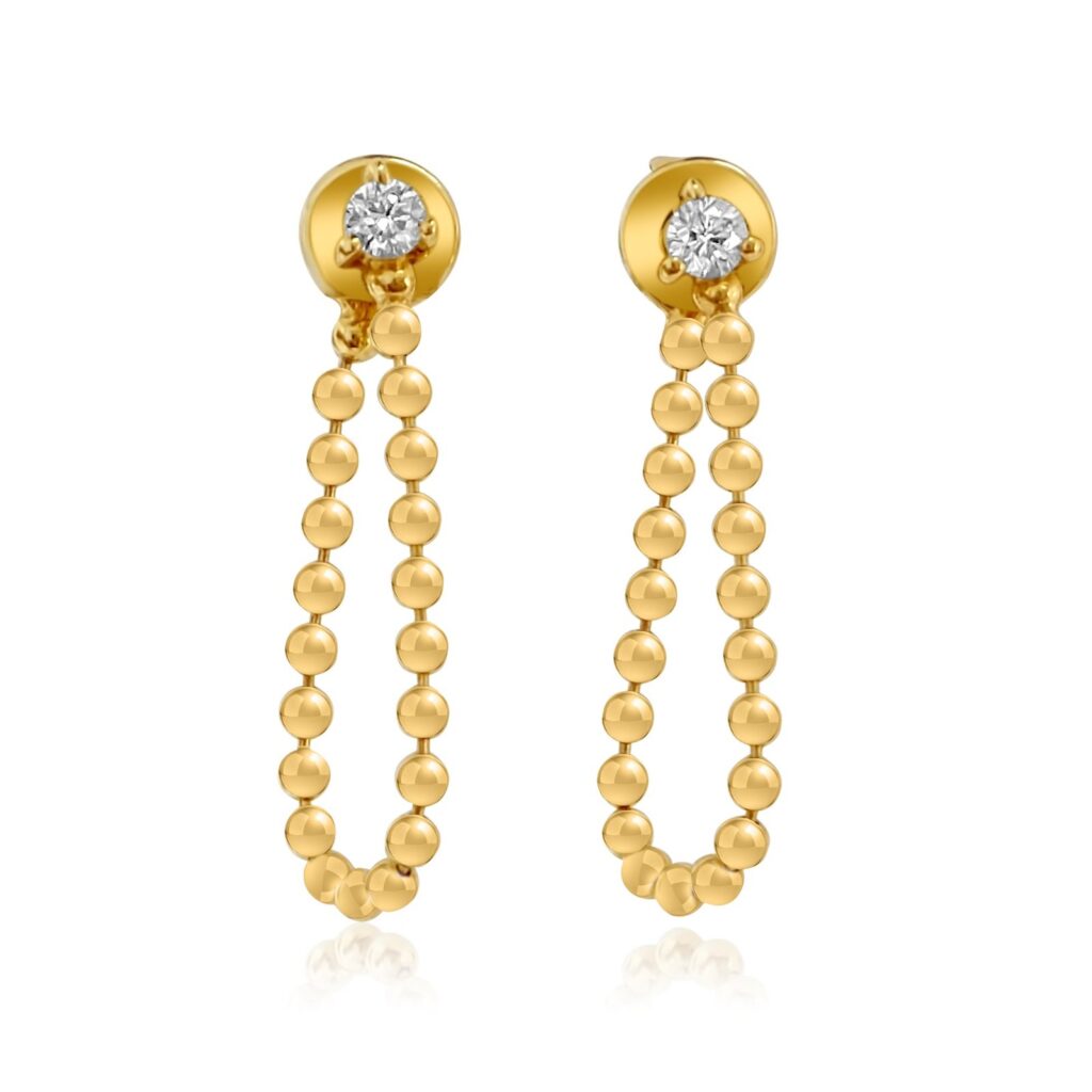 925 Sterling Silver Diamond Ball Chain Loop Earring