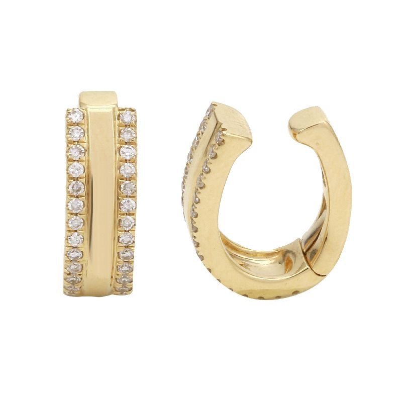 925 Sterling Silver Diamond Bar Cuff Earring