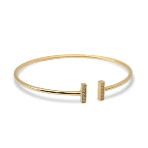 925 Sterling Silver Diamond Bar Cuff