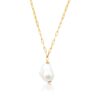 925 Sterling Silver Diamond Baroque Pearl Necklace
