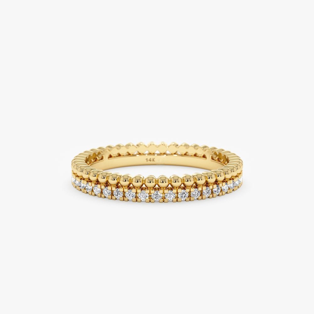 925 Sterling Silver Diamond & Bead Eternity Ring