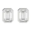 925 Sterling Silver emerald cut stud earrings with bezel-set stones