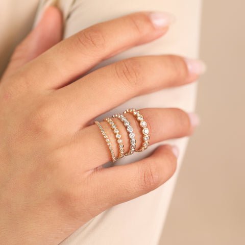 925 Sterling Silver Diamond Bezel Eternity Ring