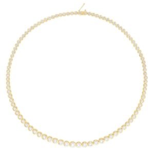 925 Sterling Silver Diamond Bezel Graduated Tennis Necklace