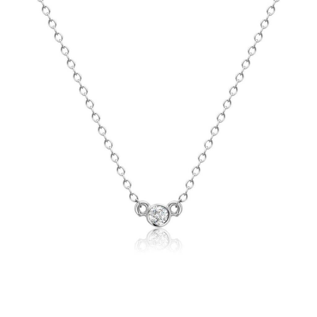 925 Sterling Silver Diamond Bezel necklace