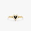 925 Sterling Silver Diamond & Black Enamel Heart Ring