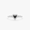 925 Sterling Silver Diamond & Black Enamel Heart Ring - Image 2