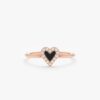 925 Sterling Silver Diamond & Black Enamel Heart Ring - Image 3