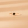 925 Sterling Silver Diamond & Black Enamel Heart Ring - Image 6