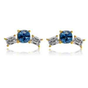 925 Sterling Silver Diamond Blue Sapphire Climber Earring