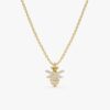 925 Sterling Silver Diamond Bumblebee Necklace