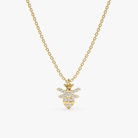 925 Sterling Silver Diamond Bumblebee Necklace