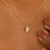 925 Sterling Silver Diamond Bumblebee Necklace - Image 4