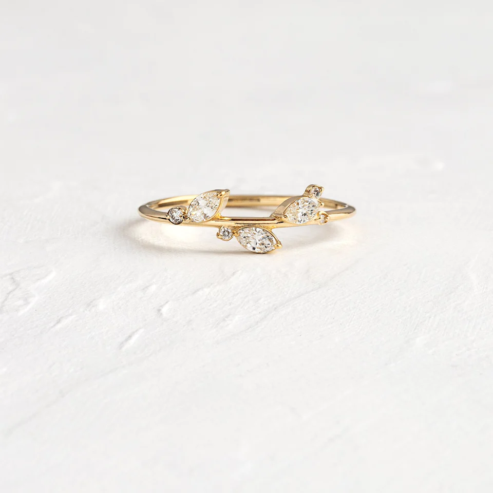 925 Sterling Silver Diamond Bushel Ring