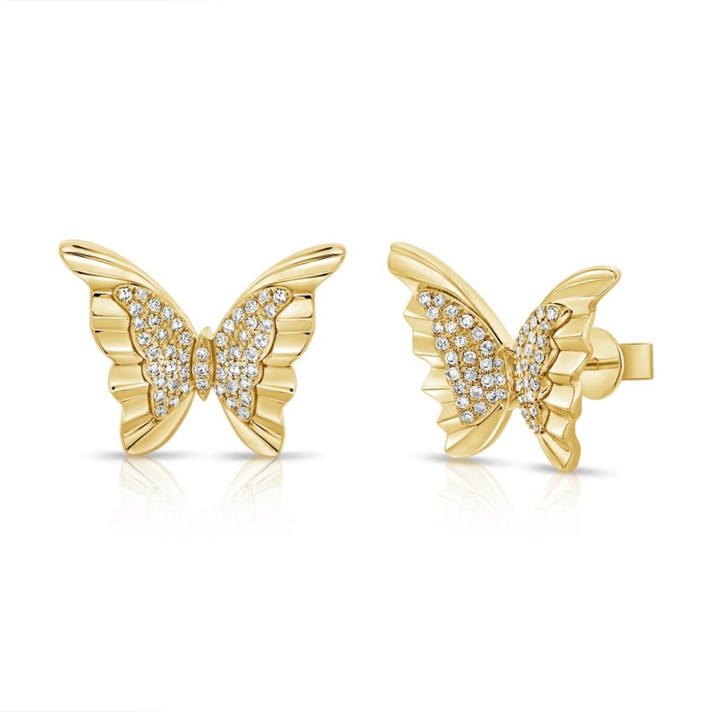 925 Sterling Silver Diamond Butterfly Earring