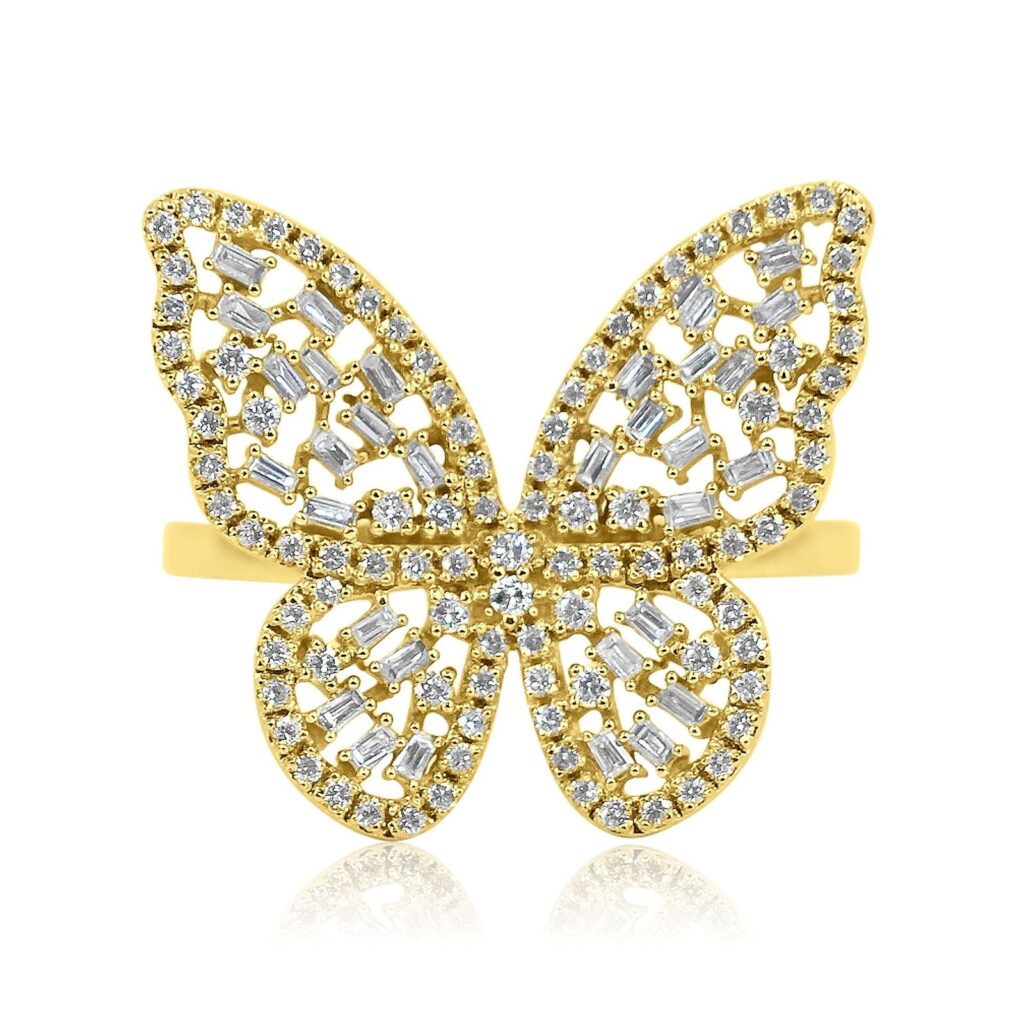 925 Sterling Silver Diamond Butterfly Ring
