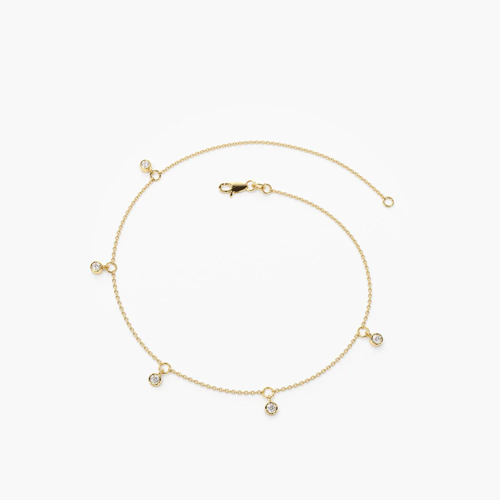 925 Sterling Silver Diamond by The Yard Dangling Solitaire Bracelet