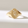 925 Sterling Silver Diamond Celestial Signet Ring: Star & Moon Dome Design - Image 2