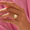 925 Sterling Silver Diamond Celestial Signet Ring: Star & Moon Dome Design - Image 3