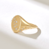 925 Sterling Silver Diamond Celestial Signet Ring: Star & Moon Dome Design - Image 4