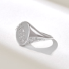 925 Sterling Silver Diamond Celestial Signet Ring: Star & Moon Dome Design - Image 5