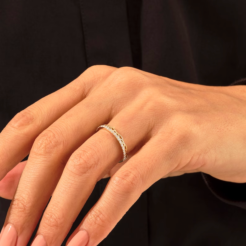 925 Sterling Silver Diamond Celtic Wedding Ring